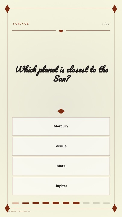 Cocktail Bar · Parchment quiz video template preview