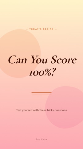 Cookbook · Peach hook quiz video template preview