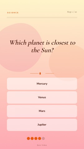 Cookbook · Peach quiz video template preview