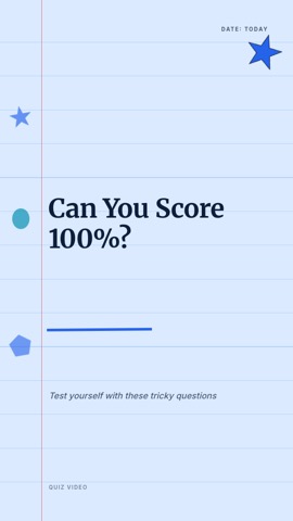 Notebook · Blue Ruled hook quiz video template preview