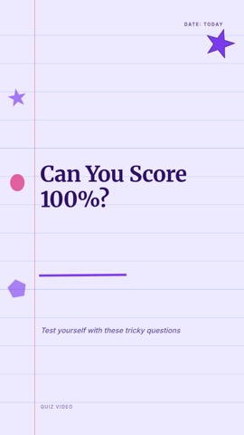 Notebook · Lavender hook quiz video template preview