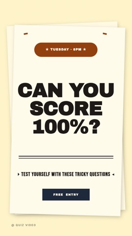 Quiz Night Flyer · Cream hook quiz video template preview