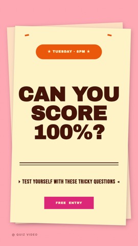 Quiz Night Flyer · Peach hook quiz video template preview