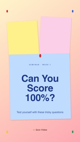 Seminar · Peach hook quiz video template preview