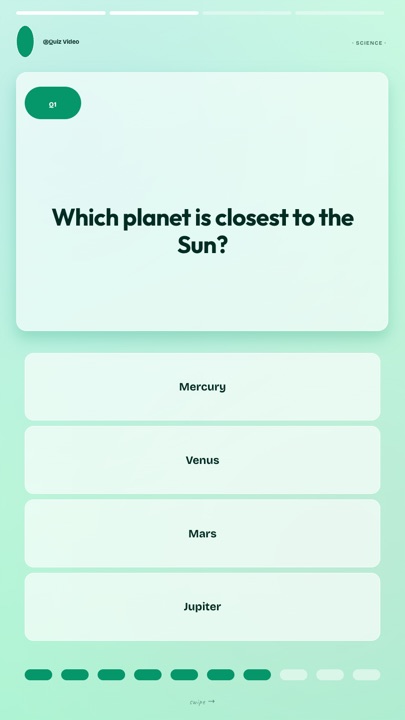 Stories · Mint quiz video template preview