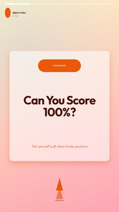 Stories · Peach hook quiz video template preview