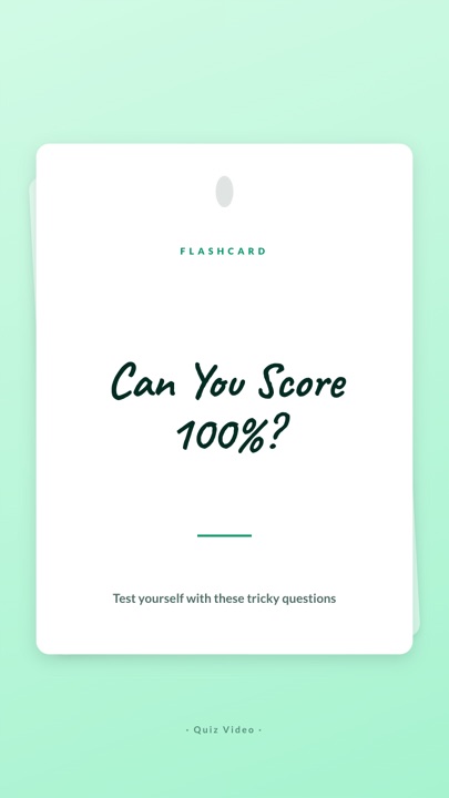 Study cards · Mint hook quiz video template preview