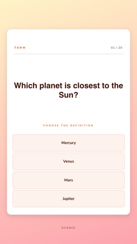 Study cards · Peach quiz video template preview